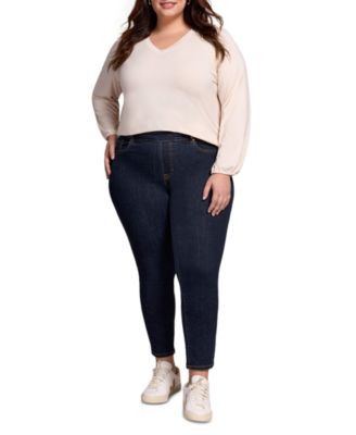 Plus Size Audrey Mid Rise Pull-On Slim Ankle Glitter Jeans