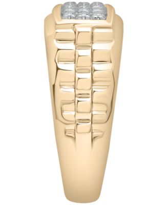 Men's Diamond (1/4 ct. t.w.) Ring in 14k Gold Plated Sterling Silver