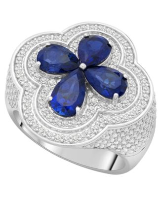Men's Sapphire (3-1/2 ct. t.w.) & Diamond (1/3 ct. t.w.) Ring in Sterling Silver