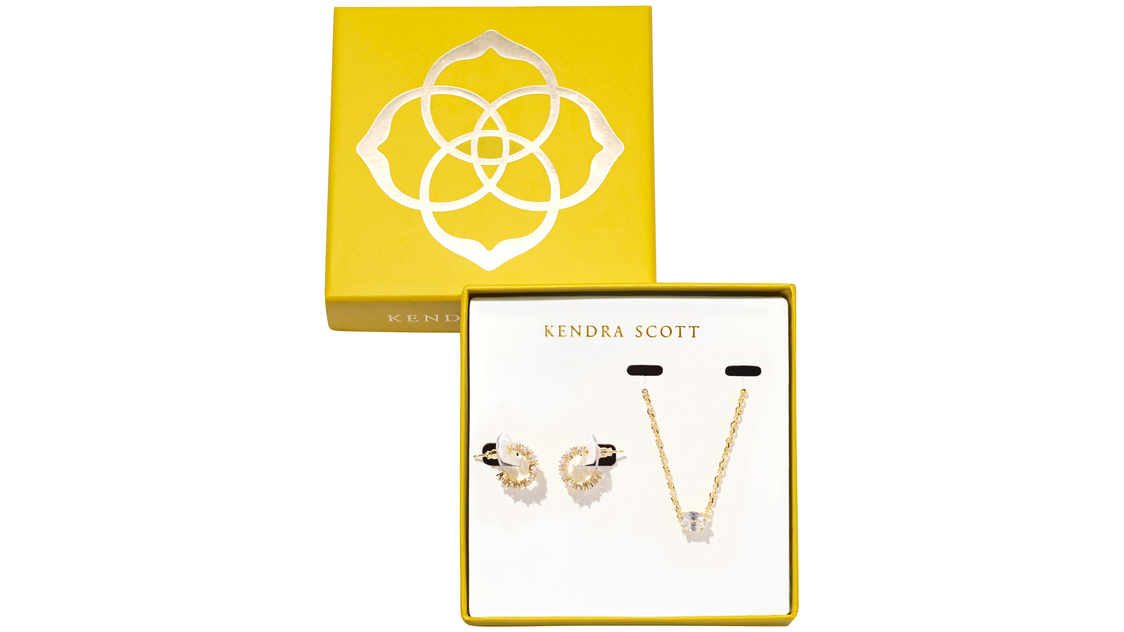 Kendra Scott 2-Piece Cailin Cubic Zirconia Pendant Necklace and Huggie Earrings Gift Set