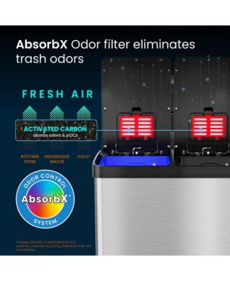 16 Gallon / 61 Liter SoftStep Stainless Steel Combo Step Pedal Kitchen Trash Can and Recycle Bin with Dual Odor Filters