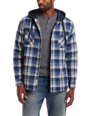 Men's Sherpa Lined Flannel Hooded Shirt Jacket