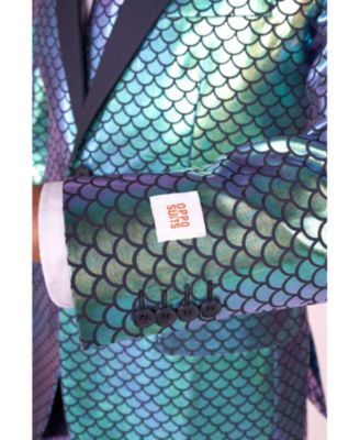 Men's Silver Suit - New Years And Christmas Party Costume - Metallic Shiny Silver - Includes Blazer, Pants and Tie