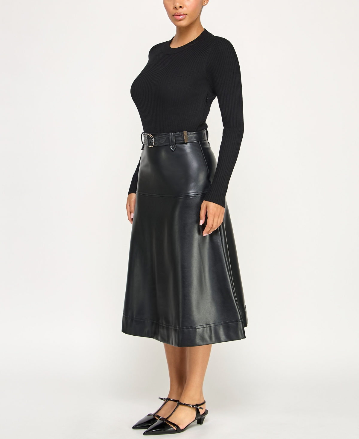 Invitee Juniors' Attached Skirt Midi Sweater Dress