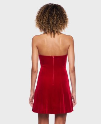 Juniors' Strapless V-Neck Fitted Dress