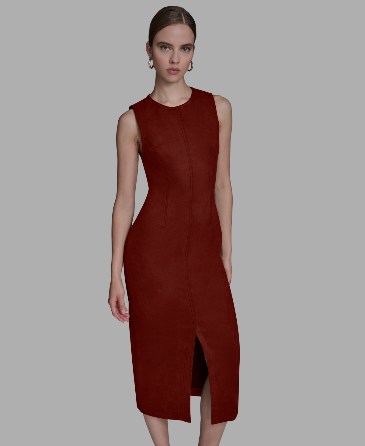 Bcbg Women's Crew Neck Sleeveless Midi Dress In Brown