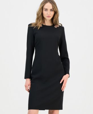 Women's Embellished Modern Long-Sleeve Dress