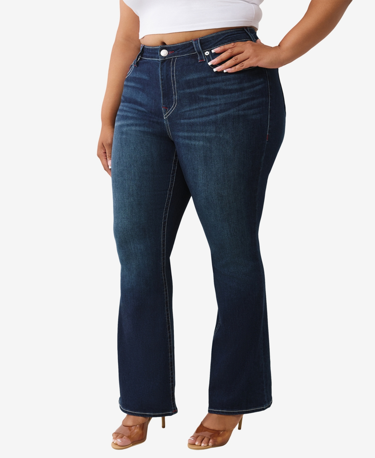 True Religion Women's Plus Size Becca Bootcut Mid Rise Jean In Blue