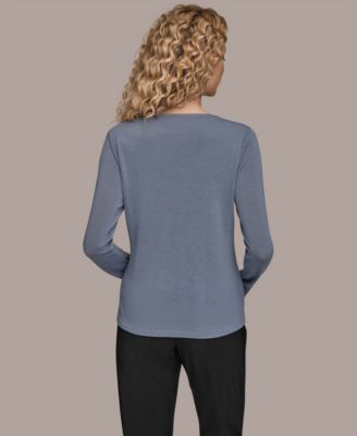 Women's Floral Detail Long Sleeves Relaxed Top