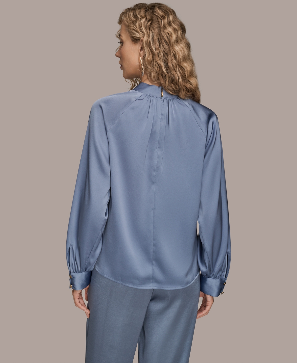 Donna Karan New York Women's Printed Long Sleeve Mock Neck Top