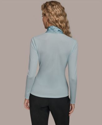 Women's Long Sleeve Faux Wrap Knit Top