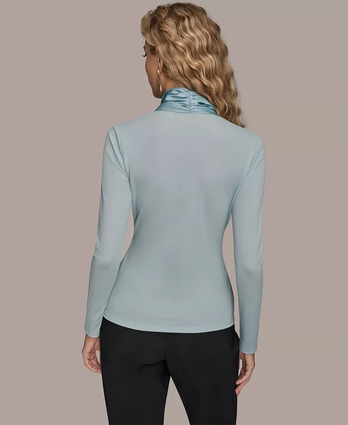 Women's Long-Sleeve Faux Wrap Knit Top - thumbnail 2