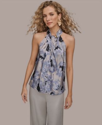 Donna Karan New York - Women's Printed Twist Halter Neck Top