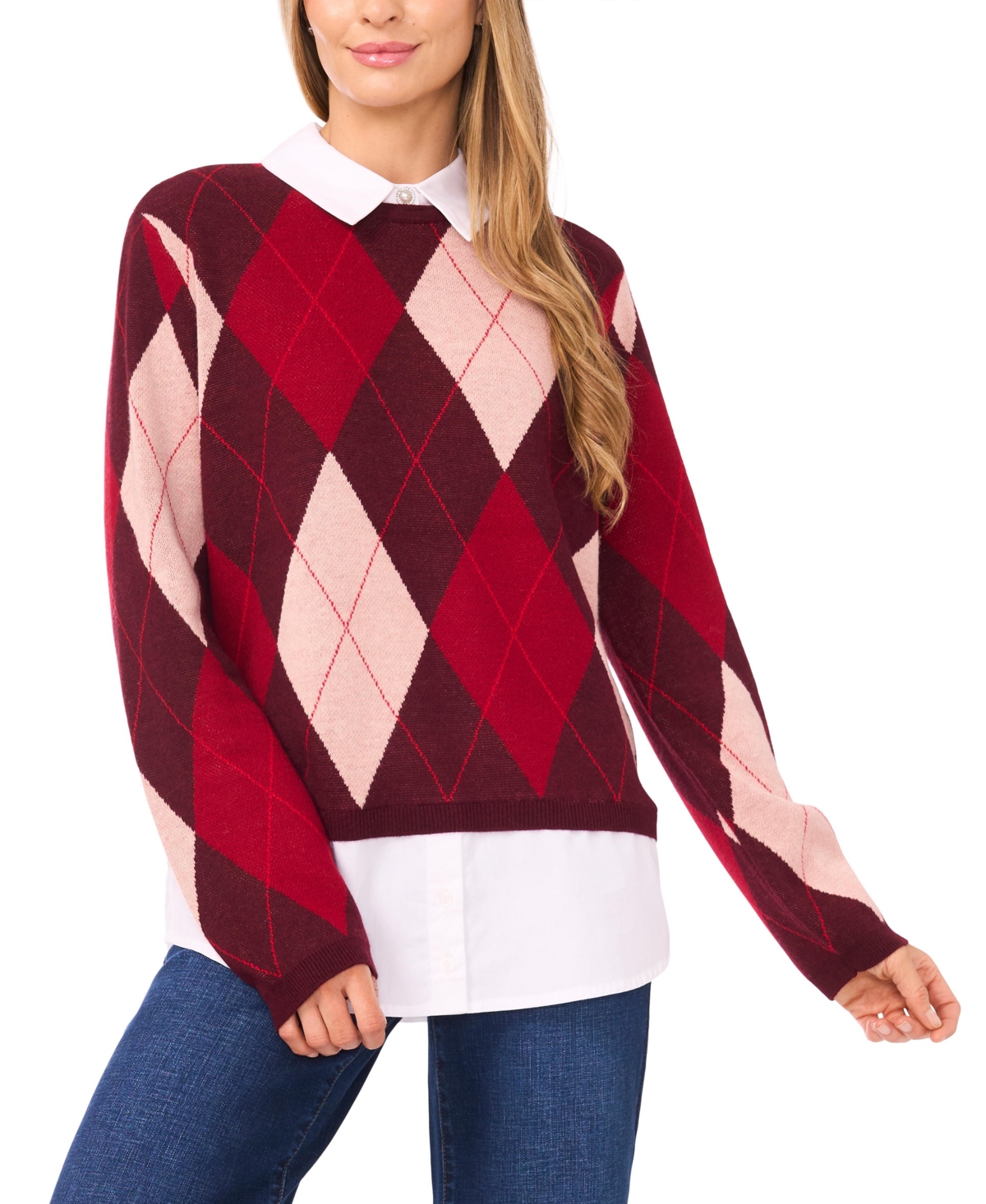 Cece By Cynthia Steffe Pointelle Chevron Stripe Crewneck Sweater In Multi