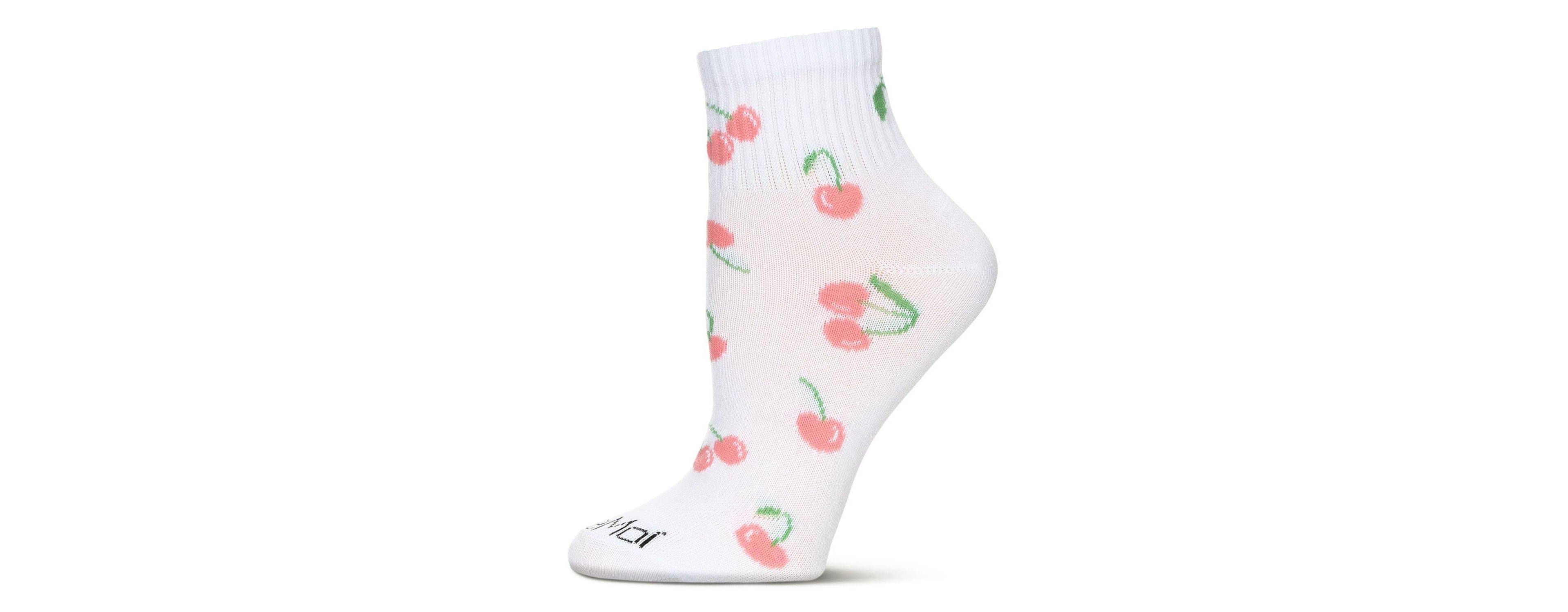 MeMoi Women's Multi Cherries Athletic Quarter Socks