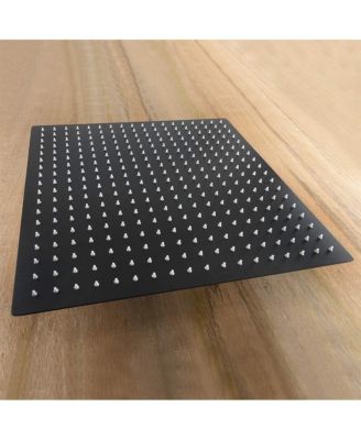 16 Inch Oversize Stainless Steel Rain Shower Head - Matte Black High Pressure Shower Head, Square Rainfall Shower Head