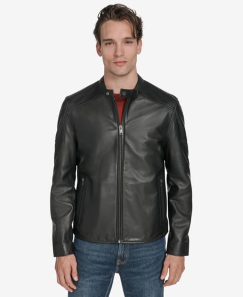 Мужская куртка Marc New York Maitlin Leather Moto, цвет: Чёрный