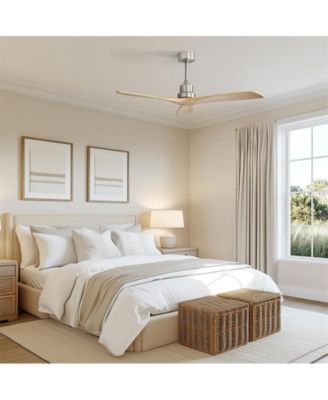 52-inch Modern Sand Nickel 3 Blades Walnut Ceiling Fan with 6 Speed Remote control and Timing and Forward Reverse Rotation Function for Indoor