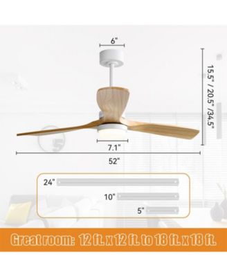 52-inch Modern Minimalist White 3 Blades Ceiling Fan with 3 color Dimmable and Memory Function Light and Remote control