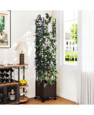 2 PCS 87'' Tall Raised Garden Bed w/ Plant Box Lockable Wheels Indoor Outdoor