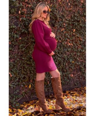Maternity Bubble Sleeve Sweater Dress
