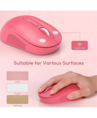 Wireless Keyboard and Mouse Combo - Round Keycaps, 2.4GHz Full-Size Keyboard with Detachable Wrist Rest, Sleep Mode Tilt, PC -Pink