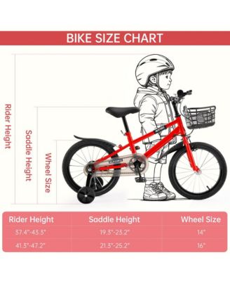 14/16 Inch Kids Bike with Training Wheels, Adjustable Design & Dual Brakes, First Bike for Ages 3-9