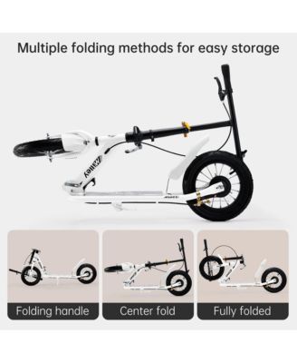 Foldable Kids Scooter with 12 Inch Shock-Absorbing Tires, Adjustable Height & Dual Brakes for Ages 7-12