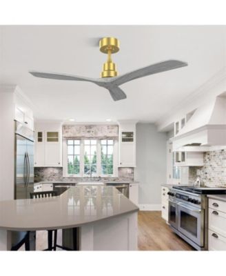 52-inch Modern Golden 3 Blades Walnut Ceiling Fan with 6 Speed Remote control and Timing and Forward Reverse Rotation Function for Indoor
