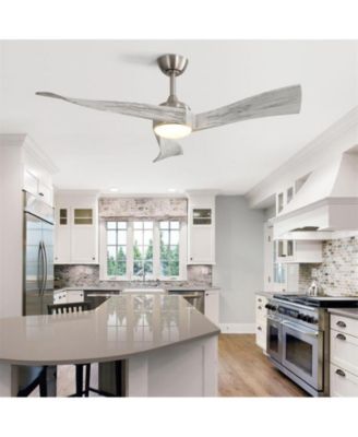 52-inch Modern Sand Nickel 3 Solid Wood Blade Ceiling Fan with Six Speed Remote Control and Forward Reverse Function