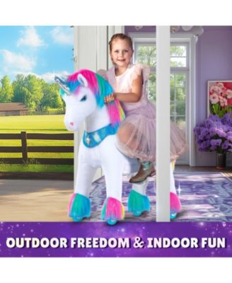 Model Y Rainbow Unicorn Rideable Toy for Age 4-7