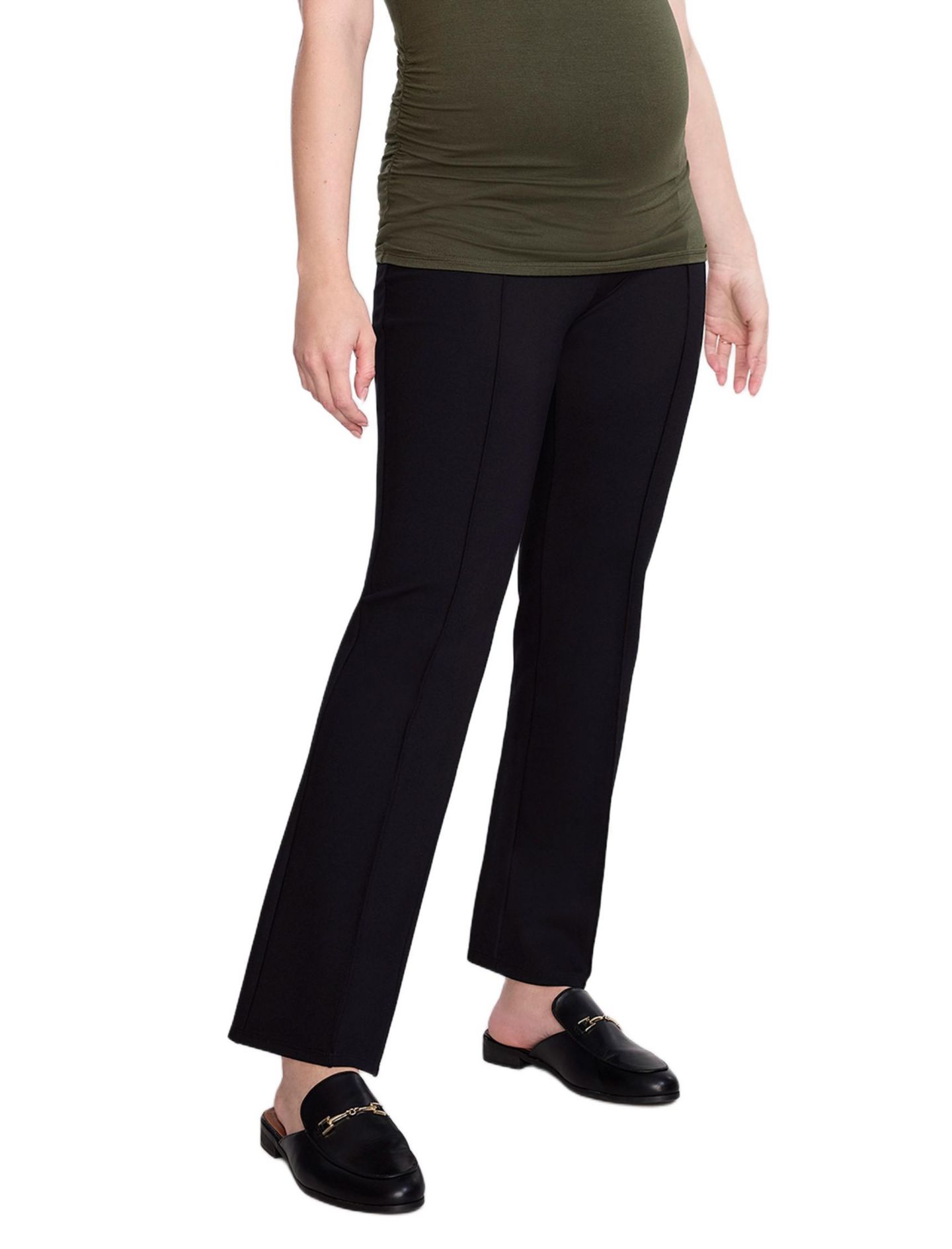 Женские брюки Motherhood Maternity Secret Fit Over the Belly Full Length Ponte Pant - Motherhood, цвет: Чёрный — фото 3