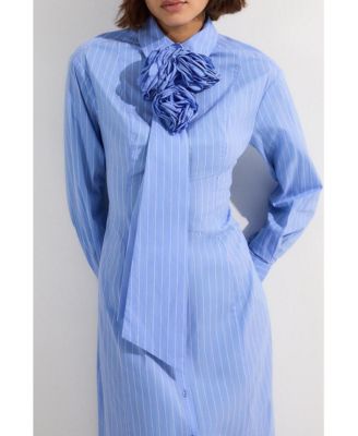Women's Rosette Woven Shirt Maxi Dress