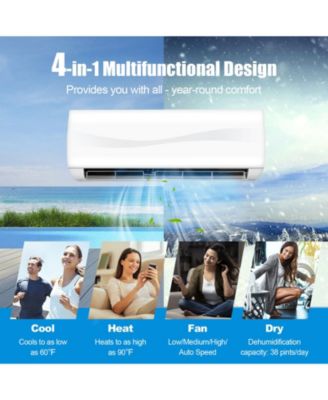 9000 Mini BTU Split Air Conditioner & Heater Wall Mount AC Unit w/ Remote Control