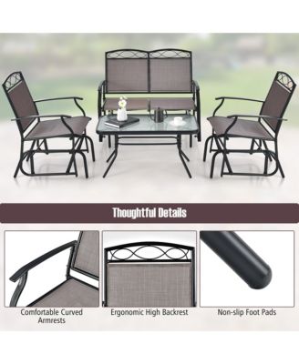 Patio Swing Glider Chairs Set of 2 Outdoor Metal Glider Armchairs Garden Poolside