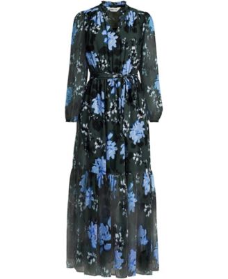 Women's Chiffon Tiered Long Sleeve Maxi Dress