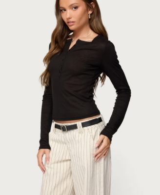 Women's Nettie Ribbed Henley Top