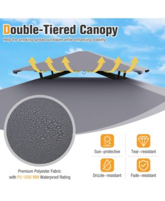 8' x 5' Grill Gazebo Outdoor Double-Tiered Grill Canopy w/ 2 Shelves & 6 Hooks