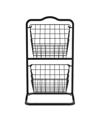 2-Tier Storage Kitchen Wire Basket Stand, Black