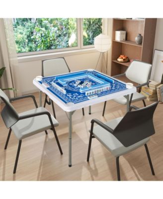 35 Inch 4 Player Game Card Folding Mahjong Table with Cup Holders