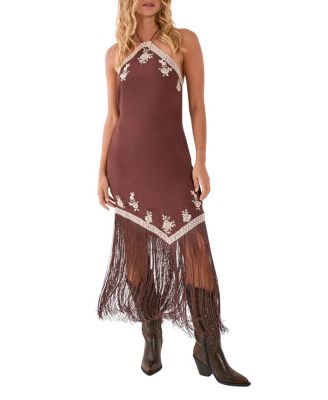 Women's Halter Neck Tassel Mini Dress