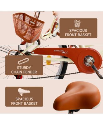 26-Inch 7-Speed Beach Cruiser Bike for Adults, High-Carbon Steel Frame & Easy Assembly for Leisure Rides