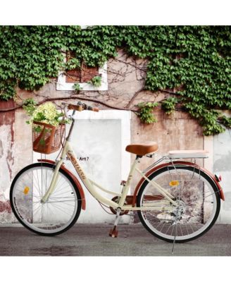 26-Inch 7-Speed Beach Cruiser Bike for Adults, High-Carbon Steel Frame & Easy Assembly for Leisure Rides