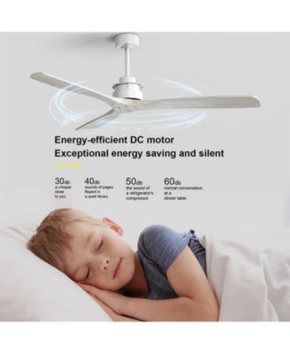 60-inch Modern Sliver 3-Blade Solid Wood Ceiling Fan Without Light With 6-Speed Remote Control and Forward Reverse Function For Indoor