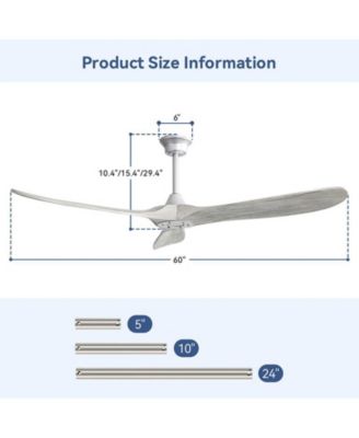 60-inch Modern Golden 3-Blade Intelligent Remote Control and Timing Function Ceiling Fan