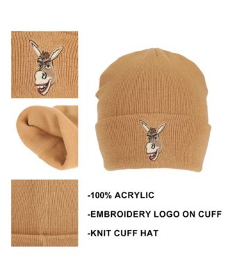 Men's Donkey Embroidery Acrylic Knit Standard Cuff Beanie