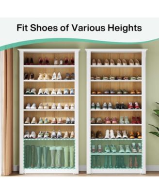 8-Tier Shoe Rack, Wooden Freestanding Shoe Storage Cabinet for 32-40 Pairs, 70.9-Inch Tall Shoe Organizer Shelf for Entryway, Closet