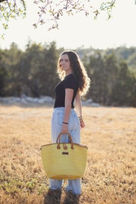 Golden Glow Warmth Handmade Sisal Straw Summer Basket Tote