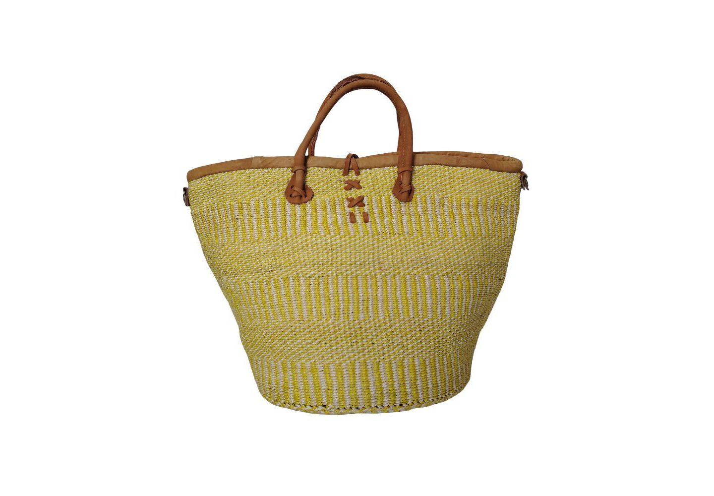 Женская сумка SAWA SAWA Golden Glow Warmth Handmade Sisal Straw Summer Basket Tote, цвет: Жёлтый / Белый — фото 2