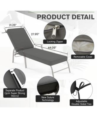 Chaise Lounge Cushions Outdoor Set of 2, 72x21x4 Inch Lounge Chair Cushion, Fade Resistant Patio Sun Lounger Replacement